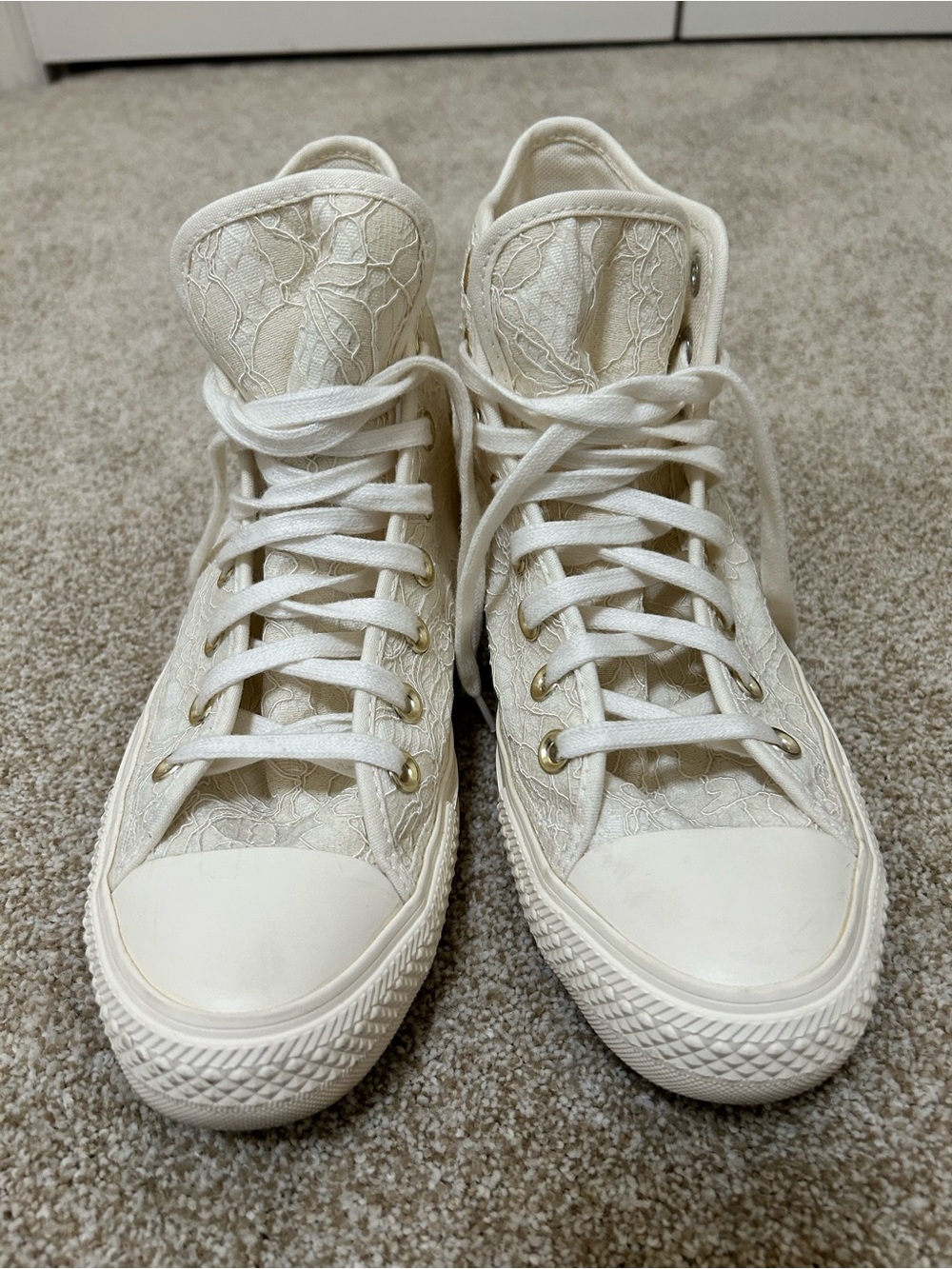 Converse chuck taylor all star lace in cream/egret gold bridal like new - Picture 4 of 14